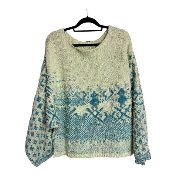 Free People Top Womens Size S Multicolor Knit Pullover Sweater Boho Oversized - Picture 1 of 10